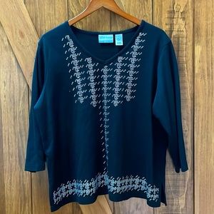 Brand new without tags black V-neck embellished Alfred Dunner petite XL top